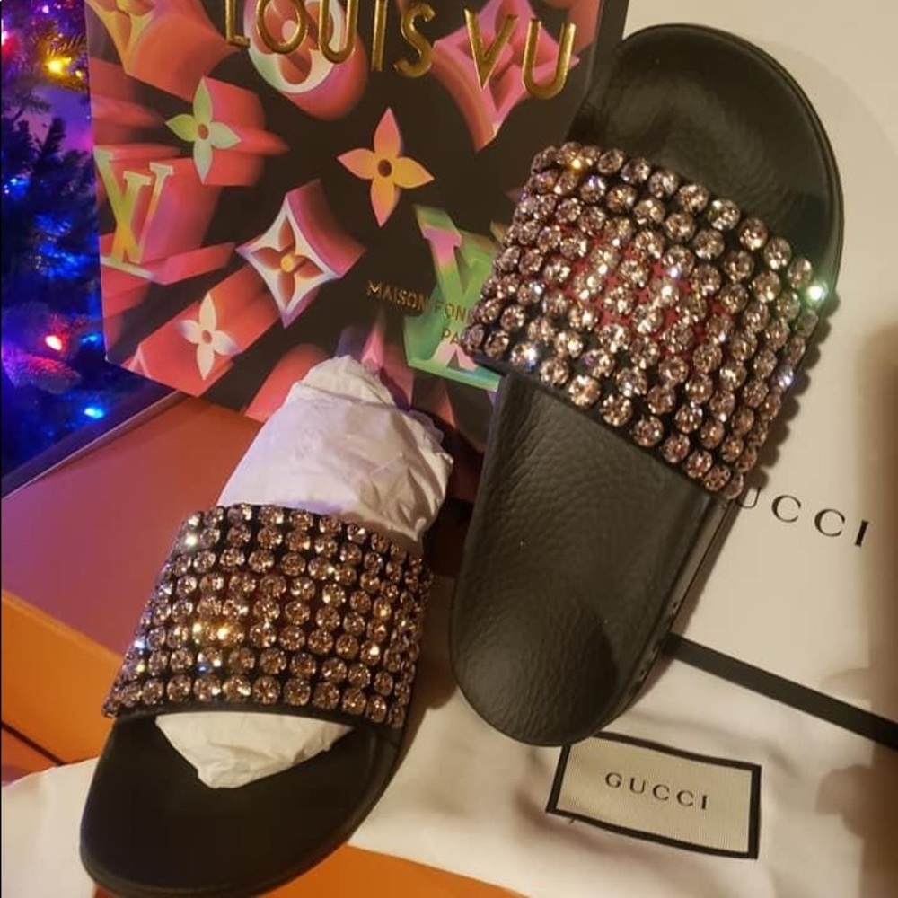 - Gucci Crystal slides size 8 women’s, fits like 7US